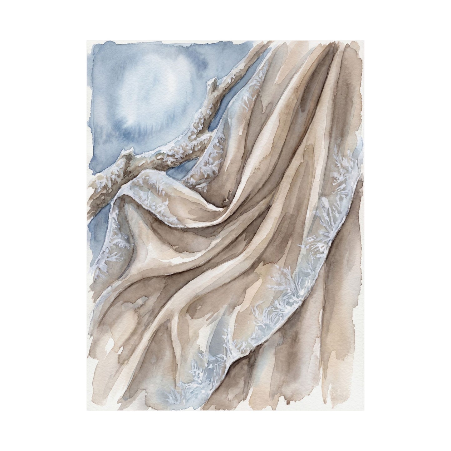 Silk Drape Wall Art Print | Winter Japandi Watercolor Art