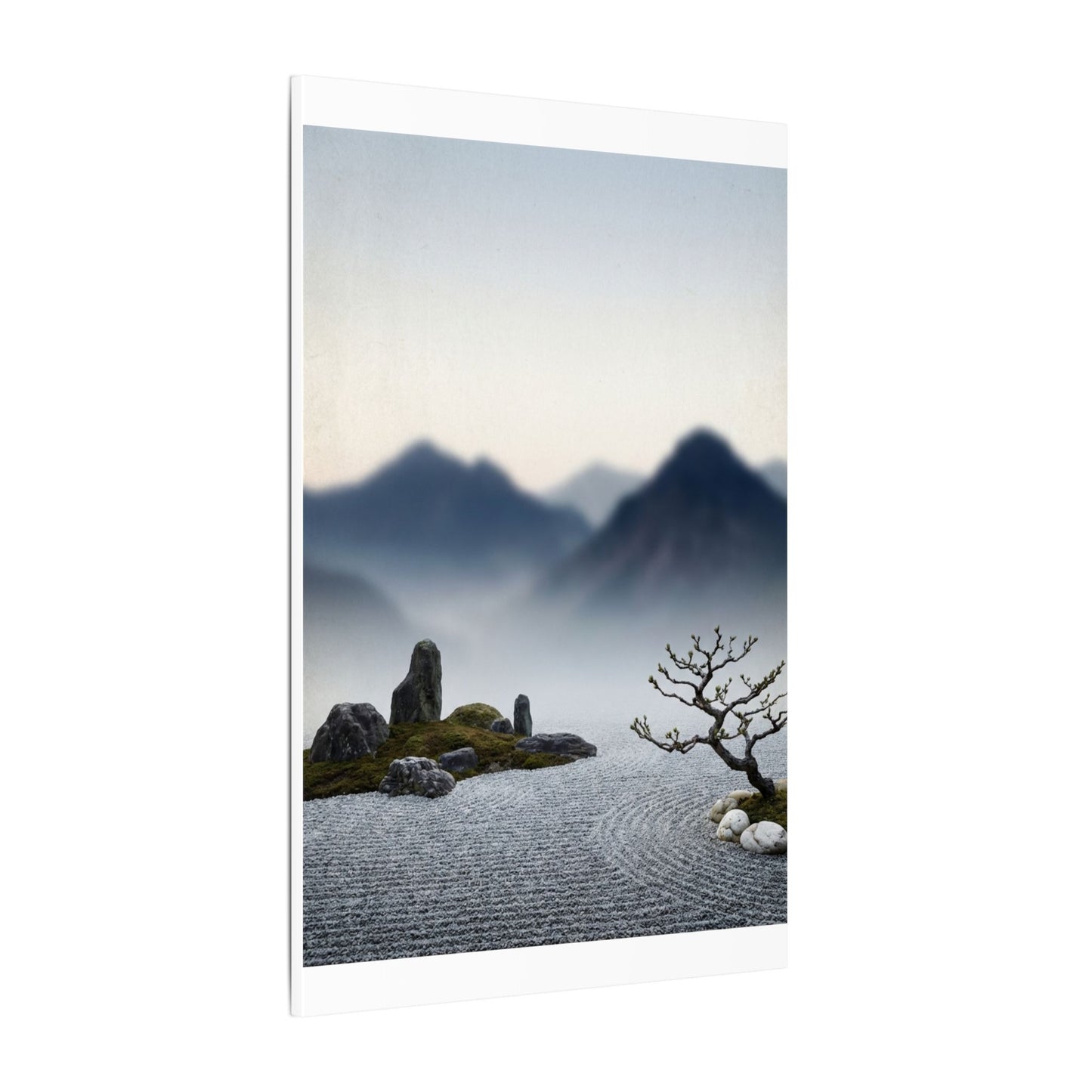 Mountain Mist Karesansui Canvas Art | Contemplative Zen Art