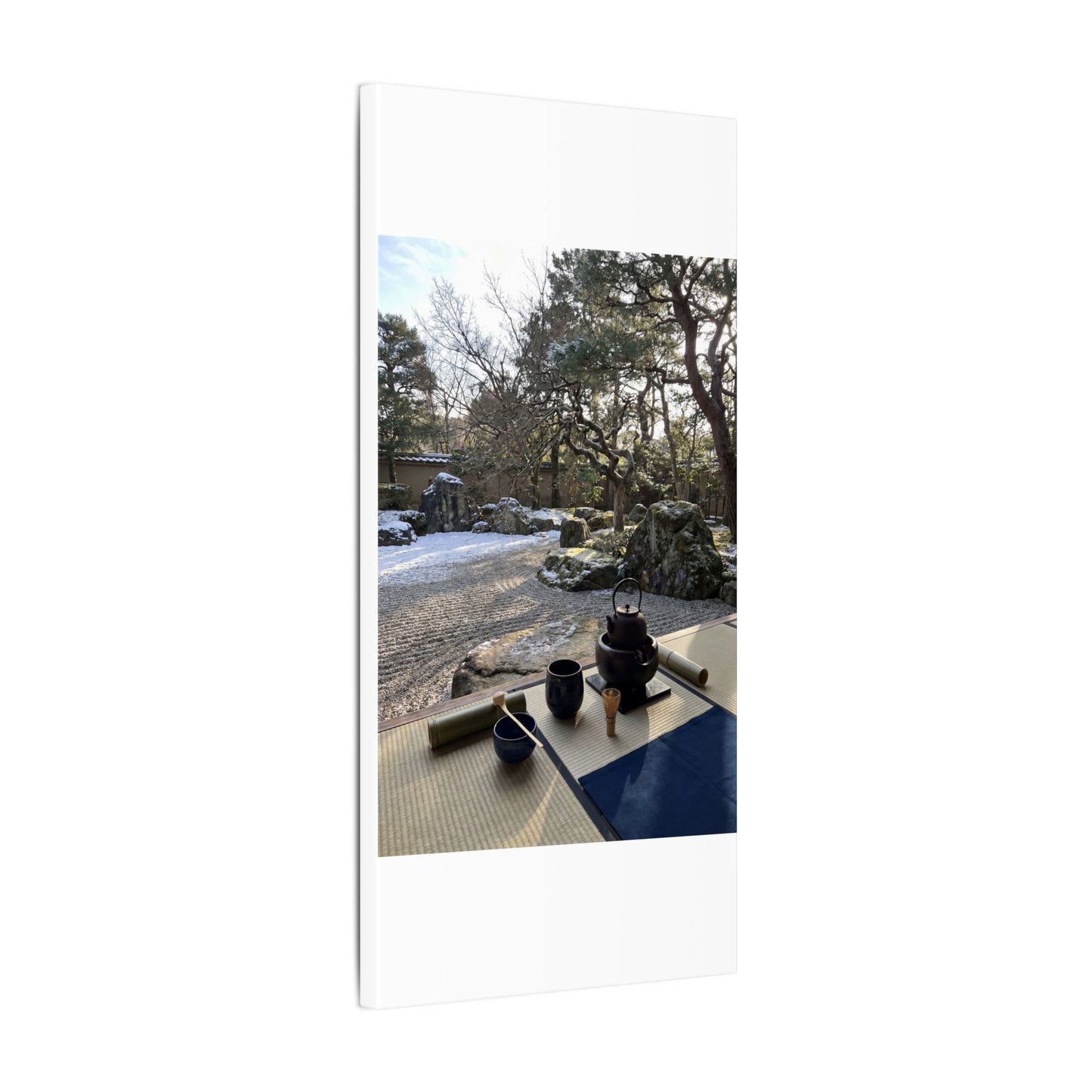 Winter Tea Ceremony Karesansui Canvas Art | Serene Decor