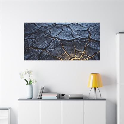 Moonlight Cracked Earth Canvas Art - Kintsugi Mono No Aware