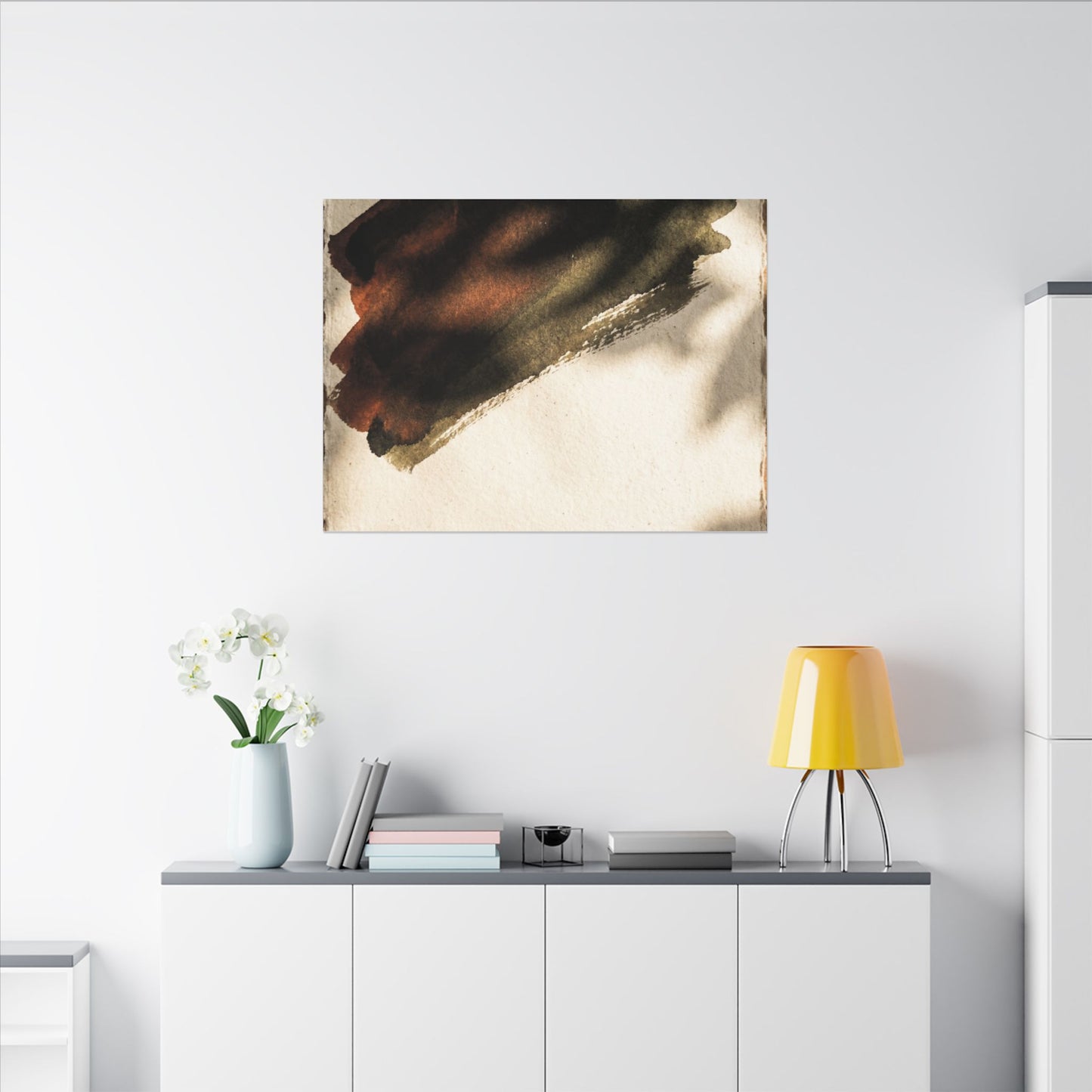 Ink Brushstroke Canvas Art | Summer Dark Japandi Moody Minimal Art