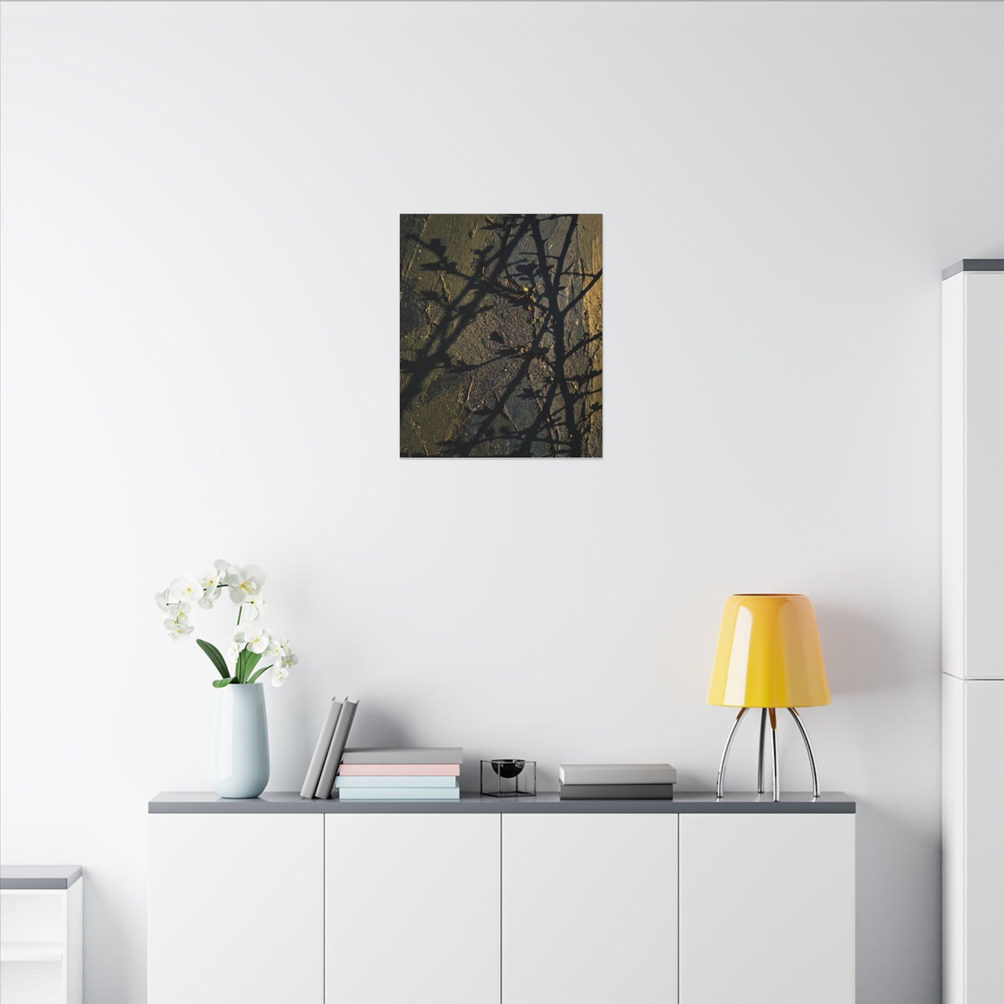 Kanso Shadow Play Canvas Art - Dark Japandi Dark Texture