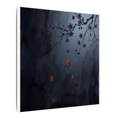Autumn Cherry Blossom Charcoal Ink Canvas Art | Atmospheric Decor
