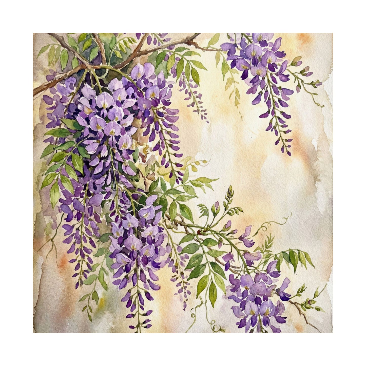 Spring Wisteria Watercolor Wall Art Print | Cozy Decor