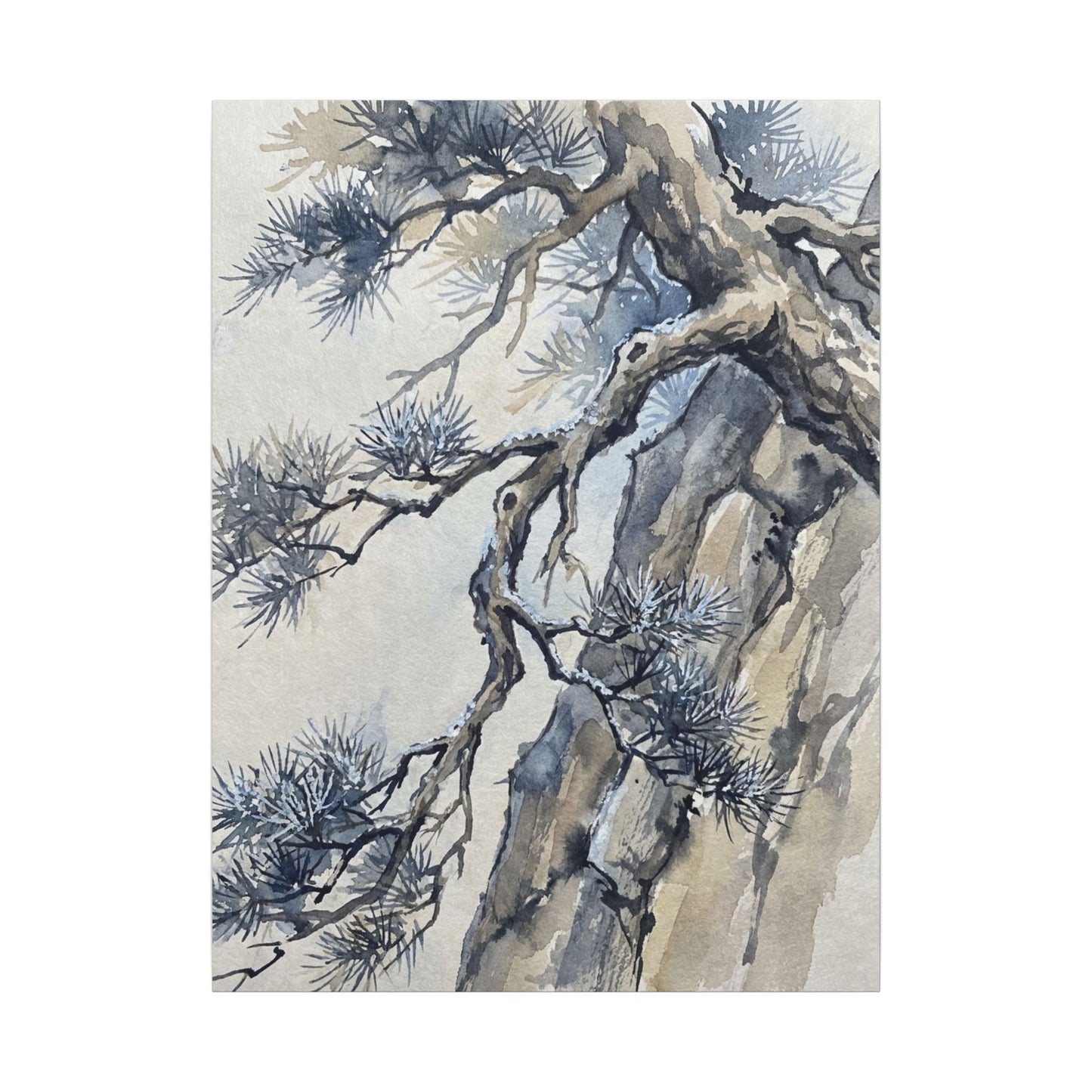 Moonlight Pine Tree Canvas Art - Japandi Seijaku