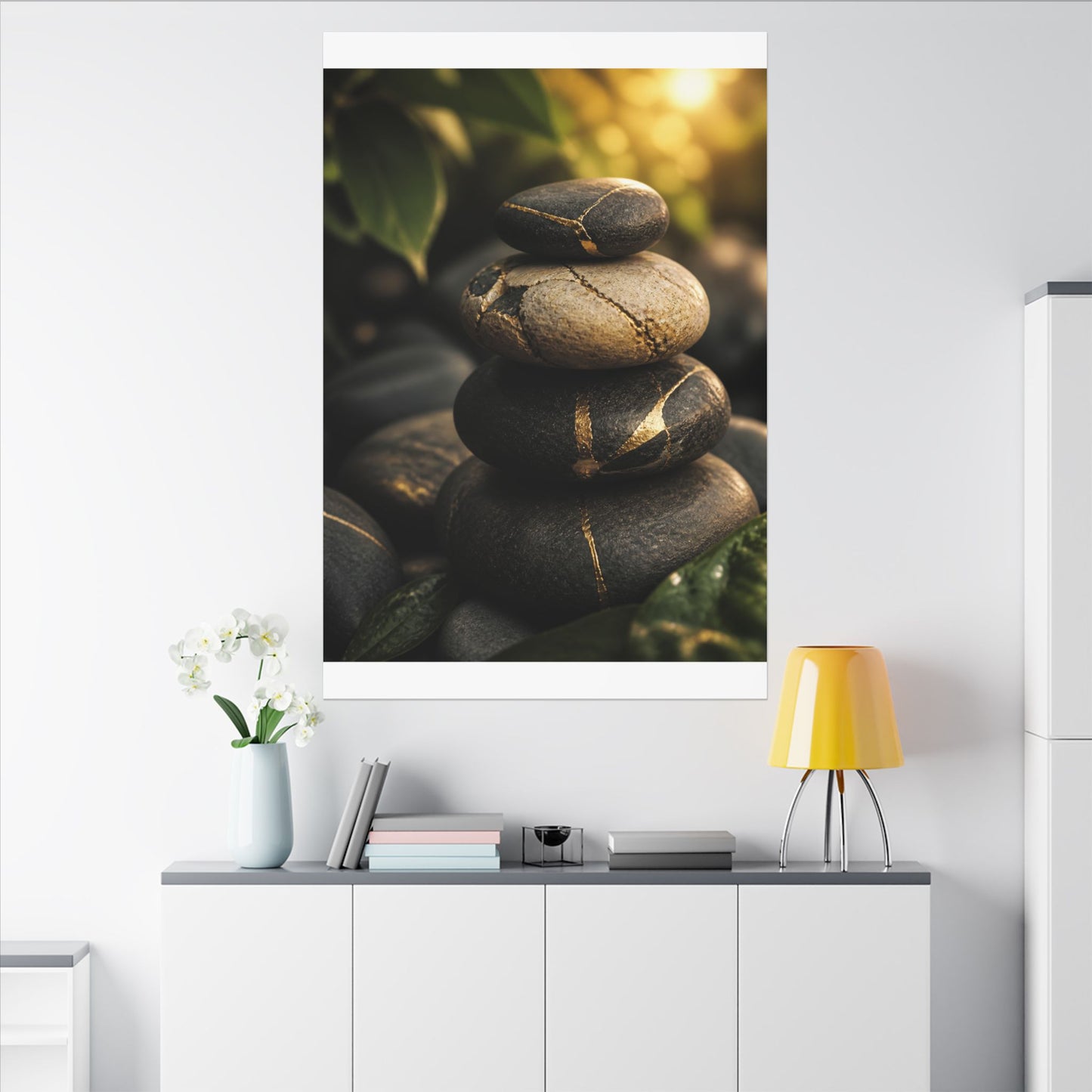 Summer River Stones Broken Beauty Canvas Art | Healing Decor