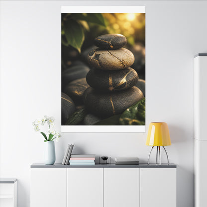 Summer River Stones Broken Beauty Canvas Art | Healing Decor
