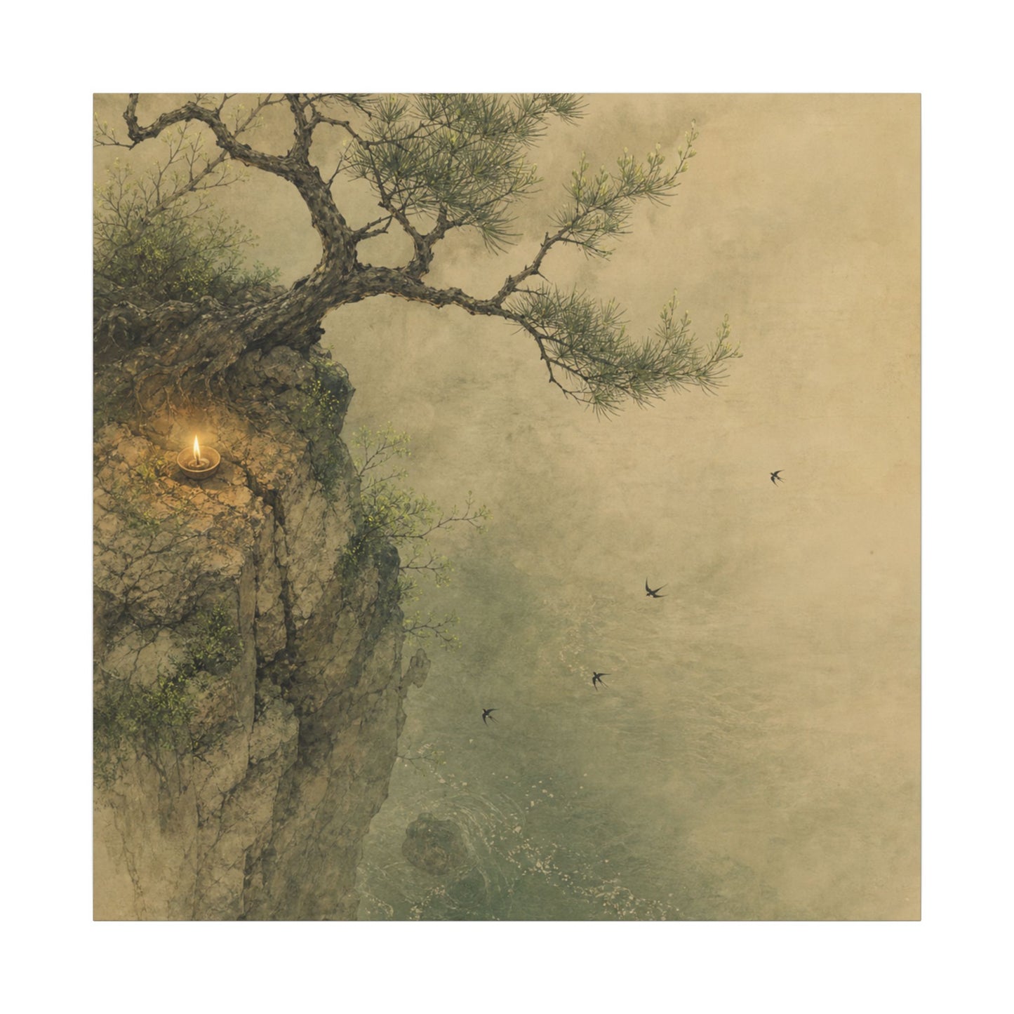 Spring Pine Tree Minimal Line Canvas Art | Earthy Decor