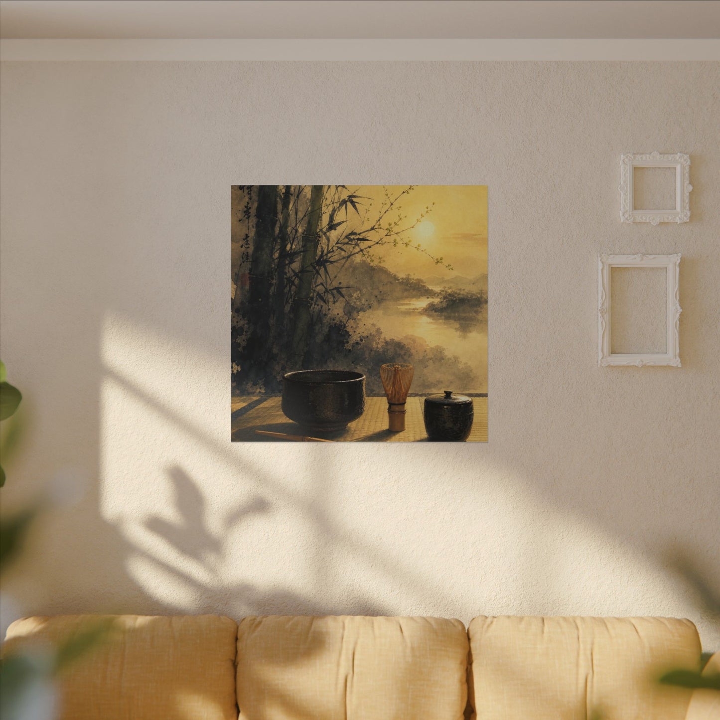 Tea Ceremony Sumi E Canvas Art | Contemplative Zen Art