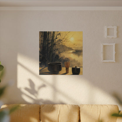 Tea Ceremony Sumi E Canvas Art | Contemplative Zen Art