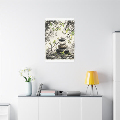 Spring River Stones Japanese Pattern Canvas Art | Elegant Decor
