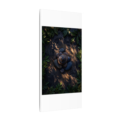 Ma River Stones Canvas Art - Dark Japandi Dark Texture