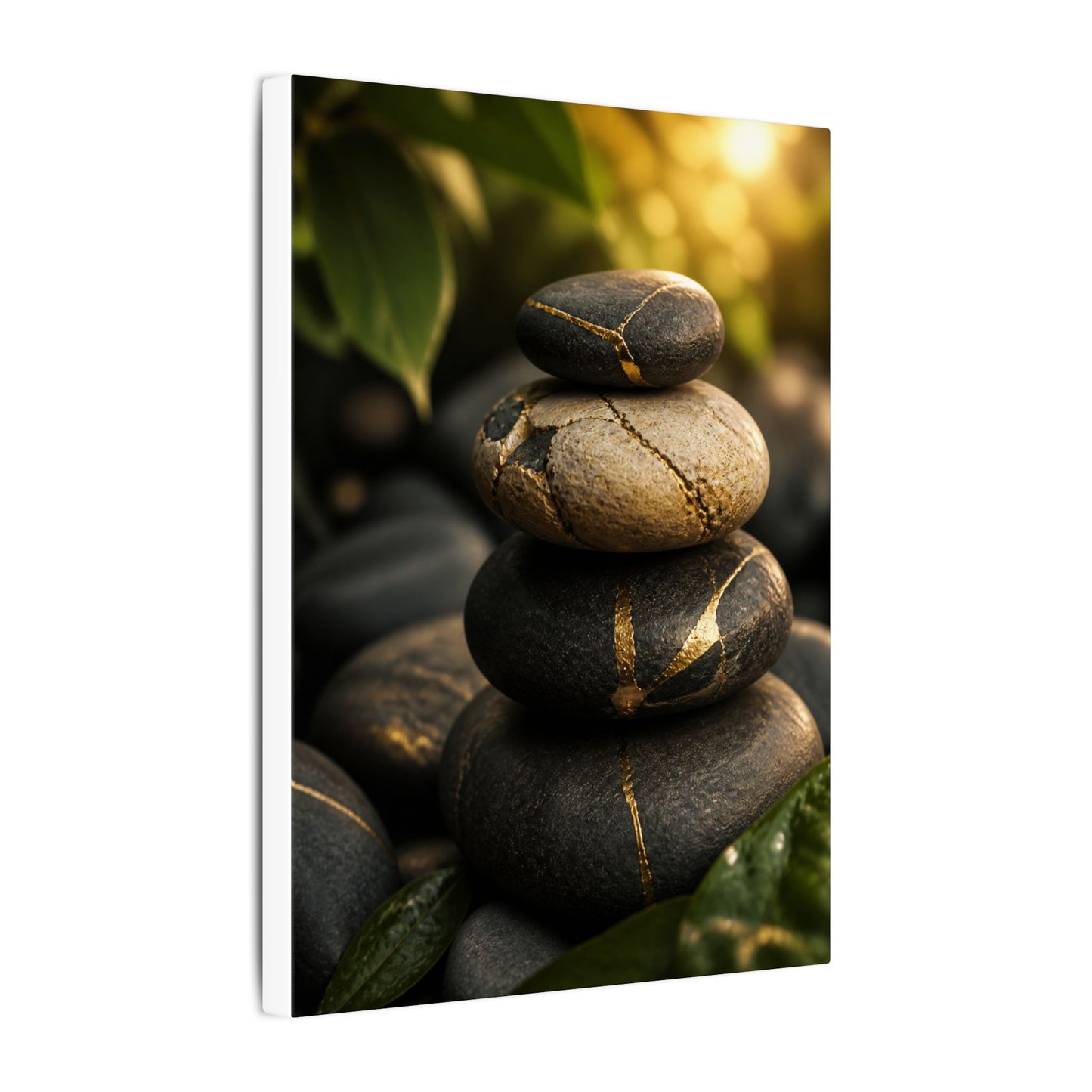 Summer River Stones Broken Beauty Canvas Art | Healing Decor