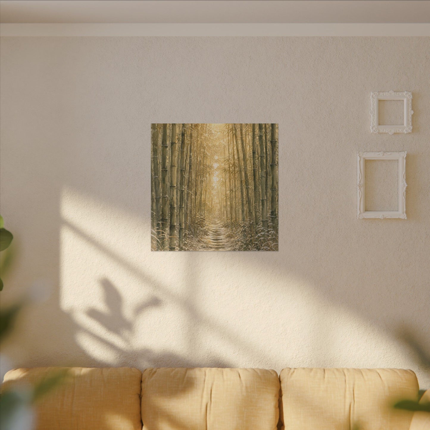 Bamboo Grove Winter Canvas Art | Japandi Elegant Design