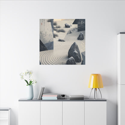 Seijaku Rock Garden Canvas Art - Zen Ukiyo E Inspired
