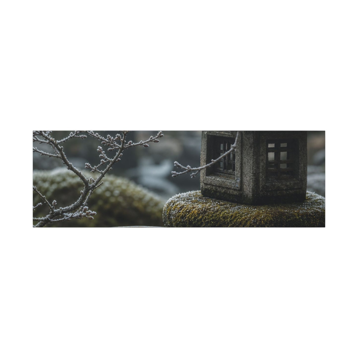 Stone Lantern Canvas Art | Winter Kintsugi Gold Repair Art