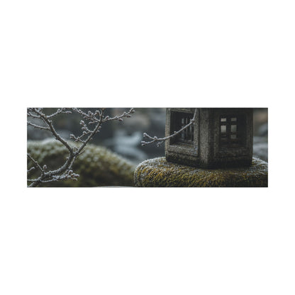 Stone Lantern Canvas Art | Winter Kintsugi Gold Repair Art