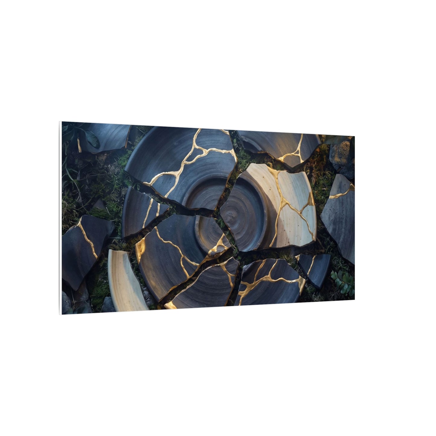 Resilient Broken Pottery Canvas Art - Gold Vein Kintsugi