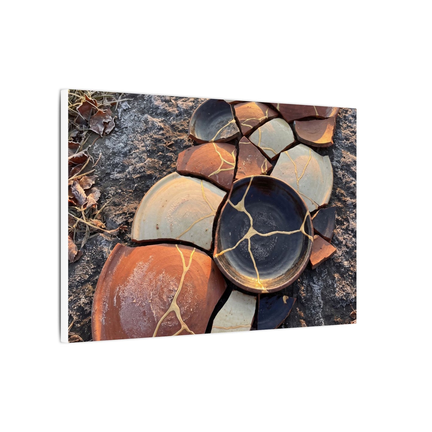 Winter Broken Pottery Gold Vein Canvas Art | Beautiful Decor