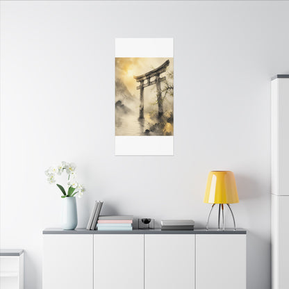 Spring Torii Gate Sumi E Canvas Art | Tranquil Decor