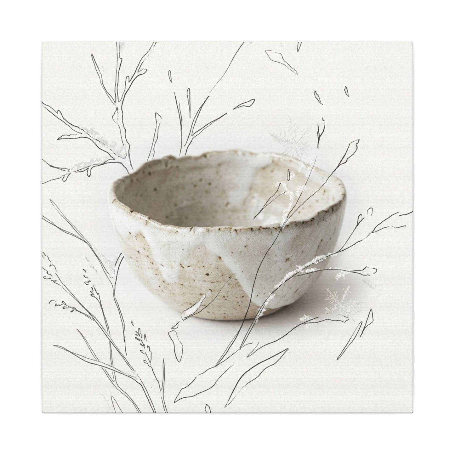 Neutral Ceramic Bowl Canvas Art - Minimal Line Japandi