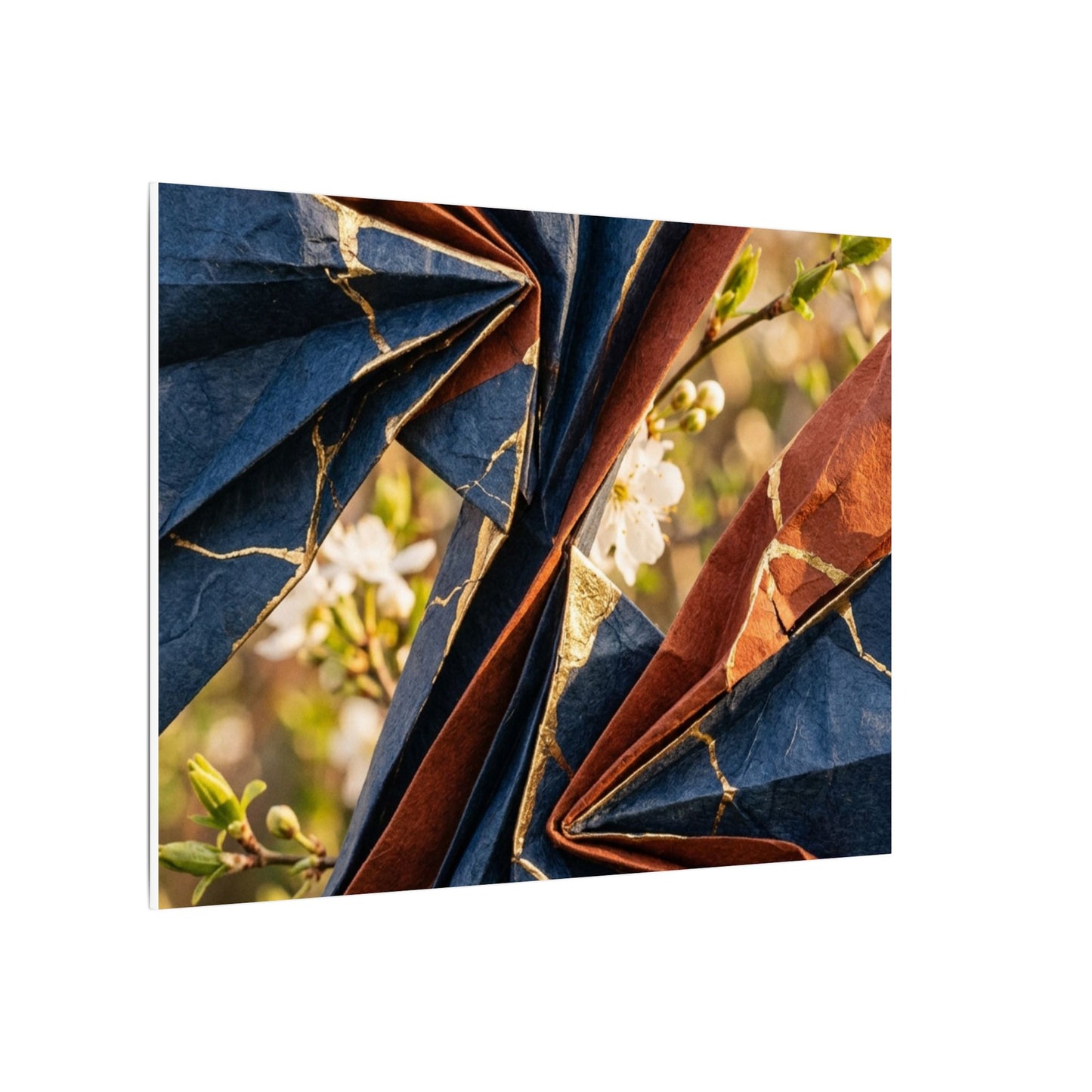 Kintsugi Paper Fold in Golden Hour | Crackle Gold Canvas Art