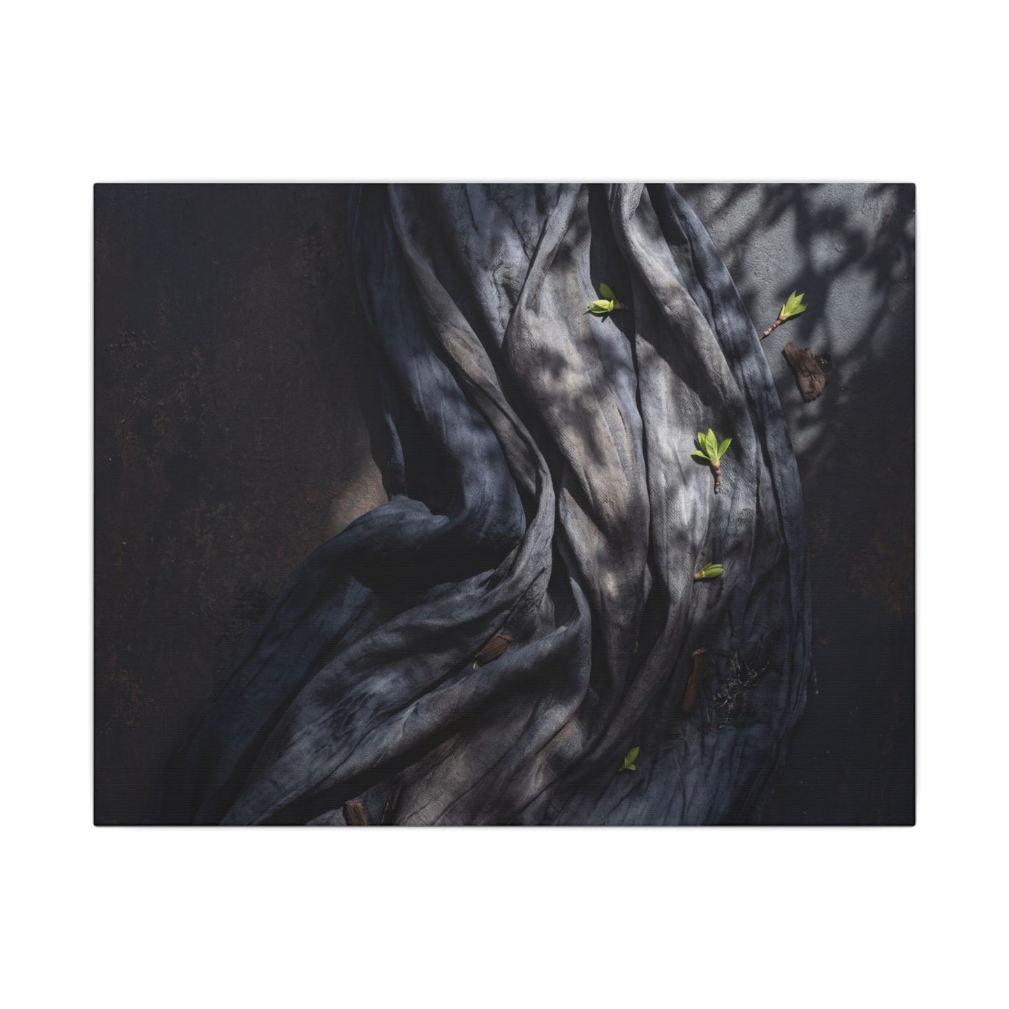 Seijaku Silk Drape Canvas Art - Dark Japandi Dark Texture