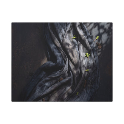 Seijaku Silk Drape Canvas Art - Dark Japandi Dark Texture