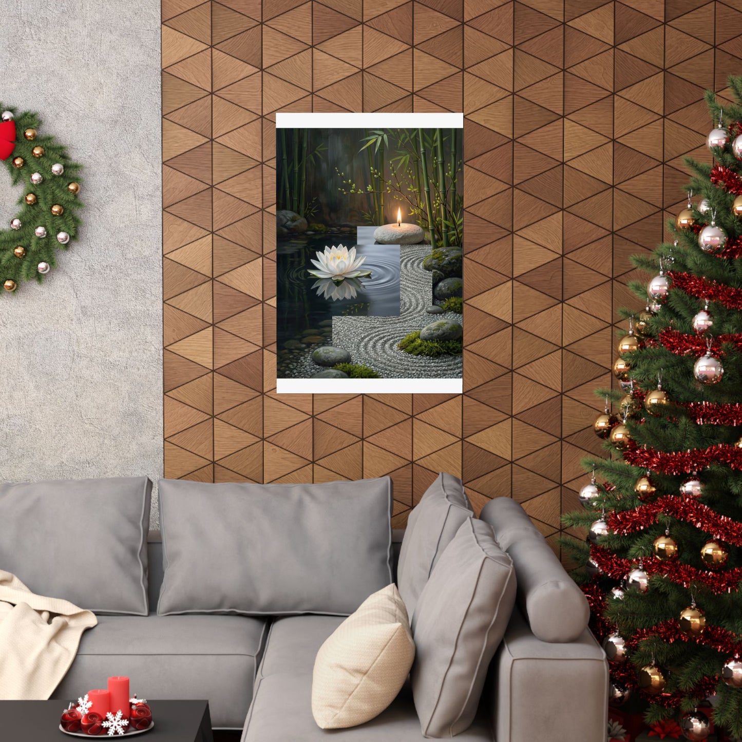 Kanso Lotus Flower Wall Art Print - Zen Karesansui