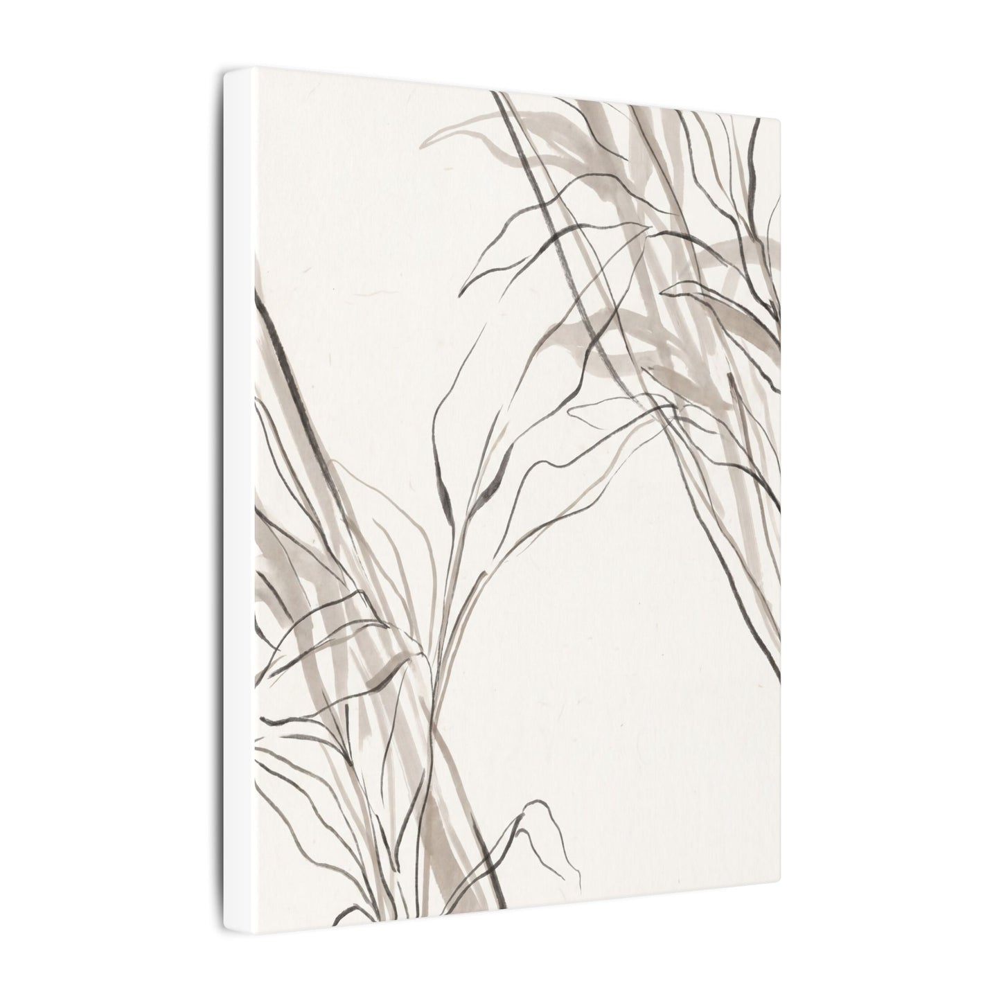 Neutral Shoji Screen Canvas Art - Minimal Line Japandi