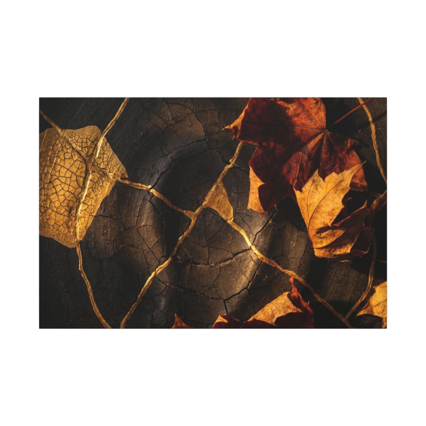 Resilient Shadow Play Canvas Art - Crackle Gold Kintsugi