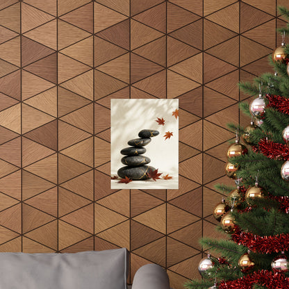 River Stones Crackle Gold Wall Art Print | Philosophical Kintsugi Art