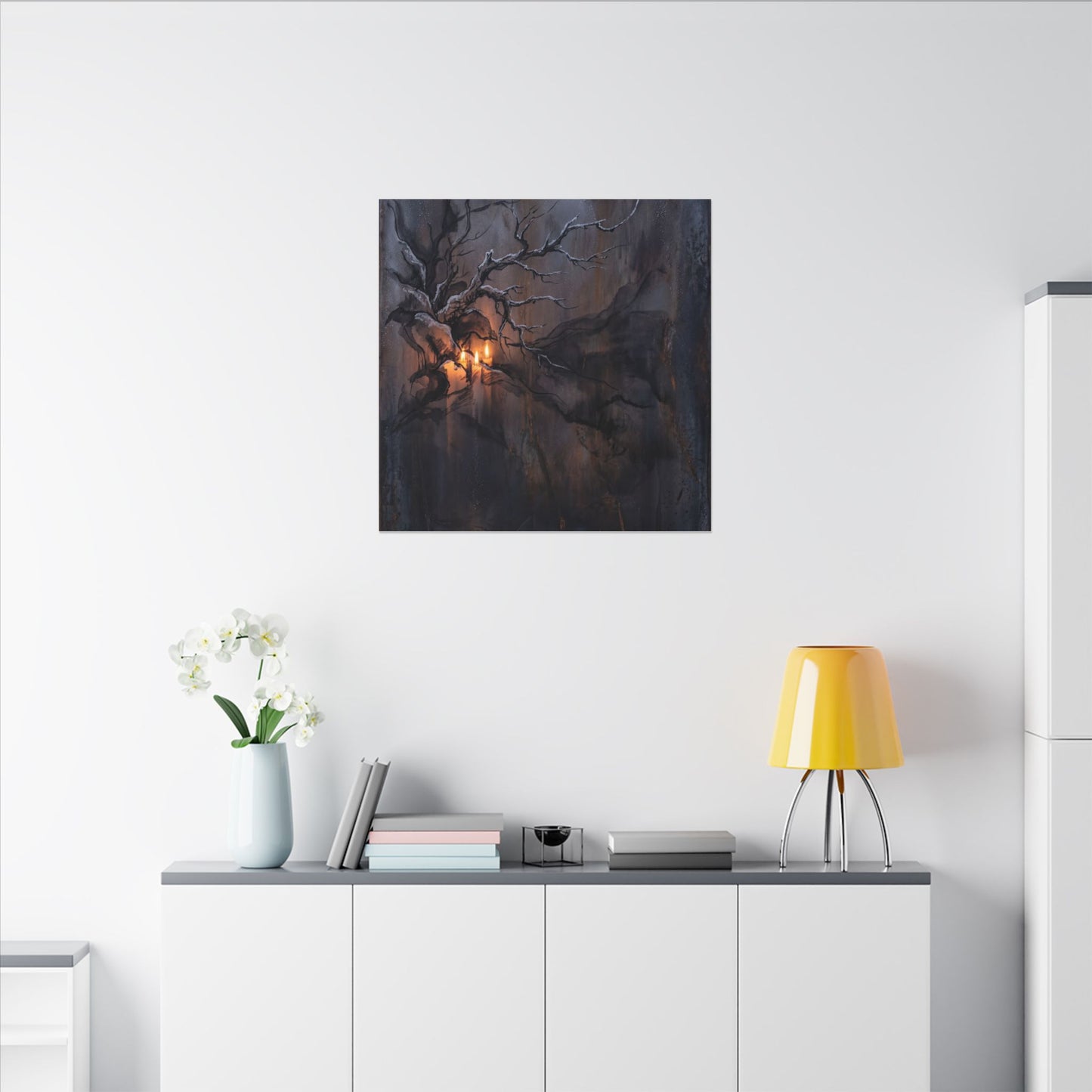 Winter Rust Patina Charcoal Ink Canvas Art | Atmospheric Decor