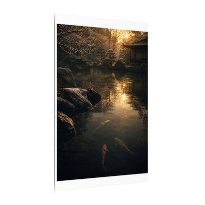 Winter Koi Pond Shadow Zen Canvas Art | Bold Decor