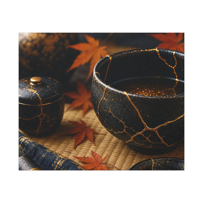 Seijaku Tea Ceremony Canvas Art - Kintsugi Gold Repair