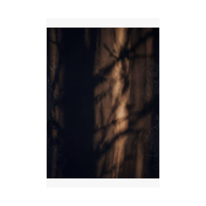 Dark Japandi Shadow Play in Candlelight | Moody Minimal Wall Art Print