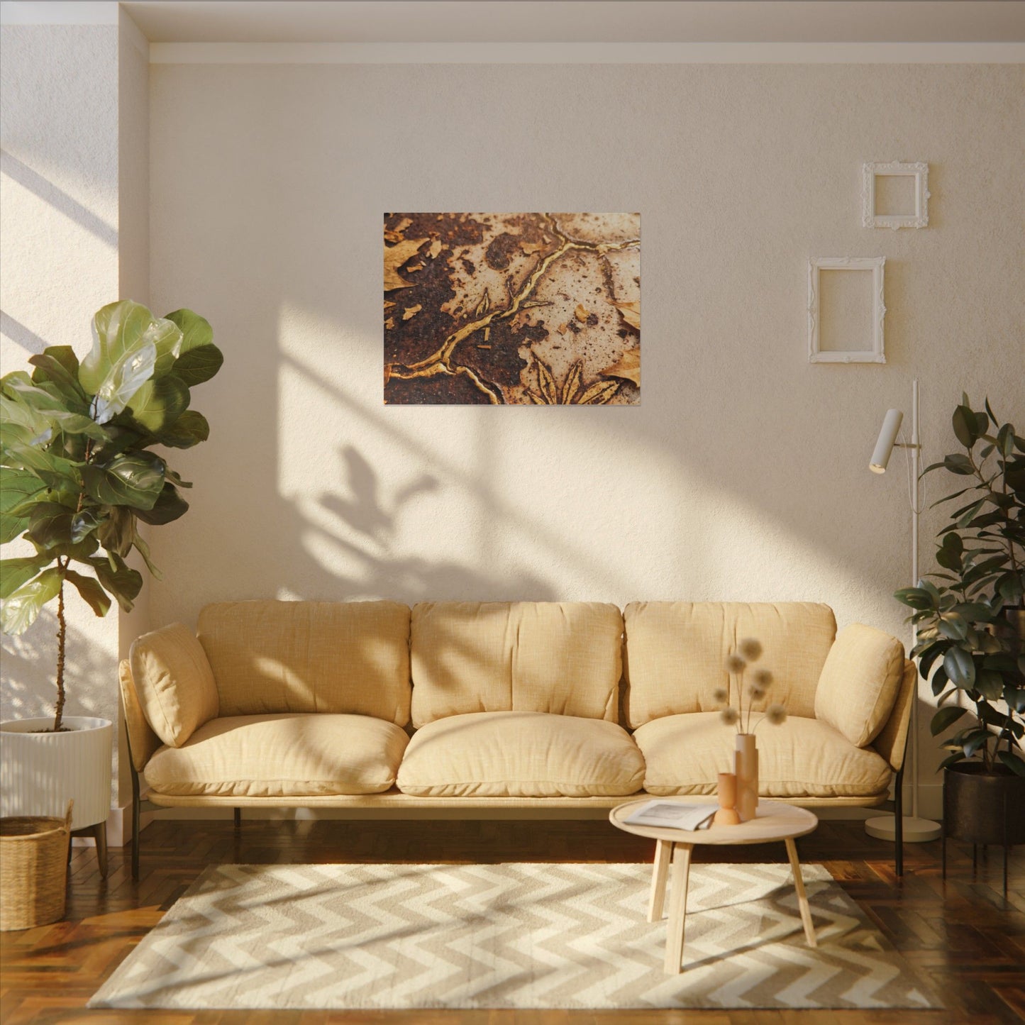 Kintsugi Rust Patina in Golden Hour | Gold Vein Canvas Art