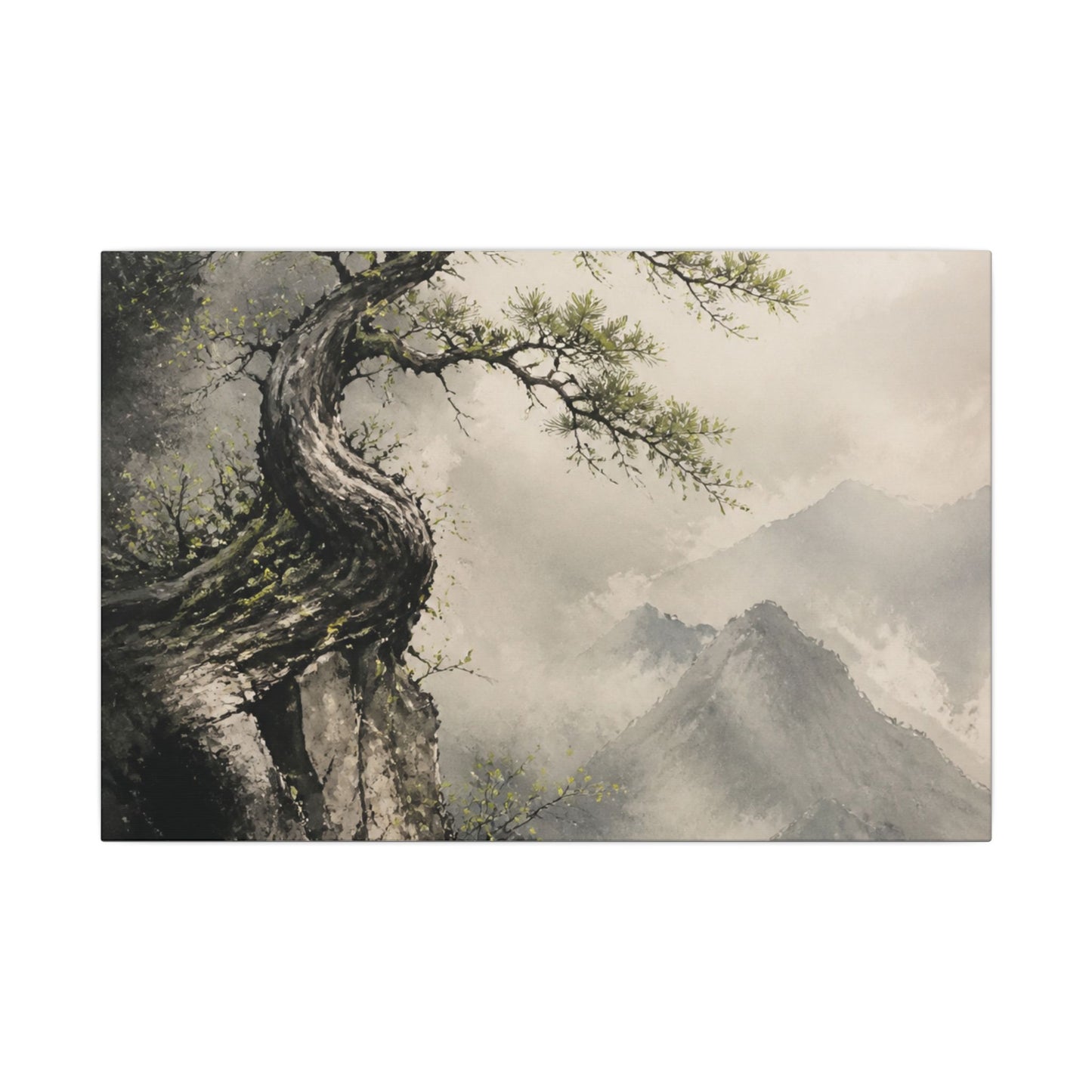 Spring Pine Tree Watercolor Canvas Art | Warm Decor