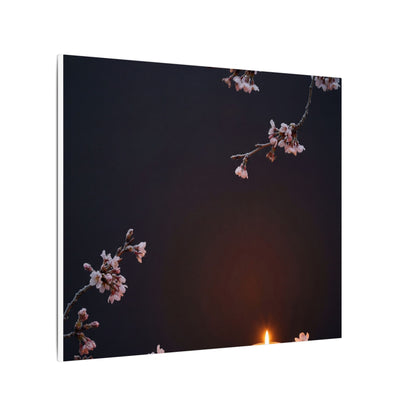Dark Japandi Cherry Blossom in Candlelight | Moody Minimal Canvas Art