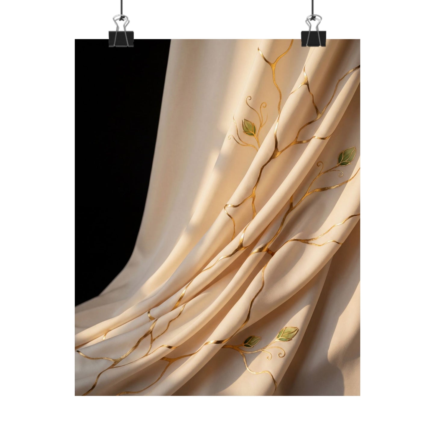 Silk Drape Crackle Gold Wall Art Print | Philosophical Kintsugi Art