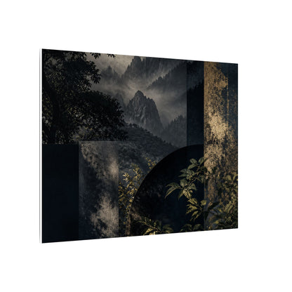 Mountain Mist Summer Canvas Art | Dark Japandi Atmospheric Design