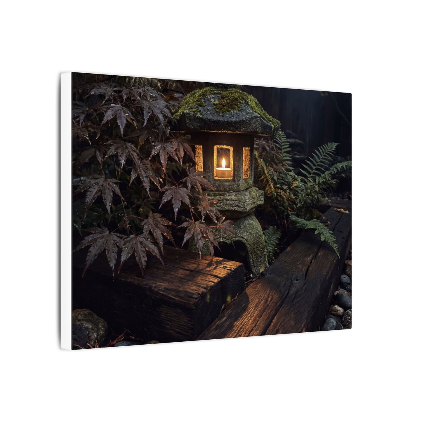 Moody Moonlit Garden Canvas Art - Shadow Zen Dark Japandi