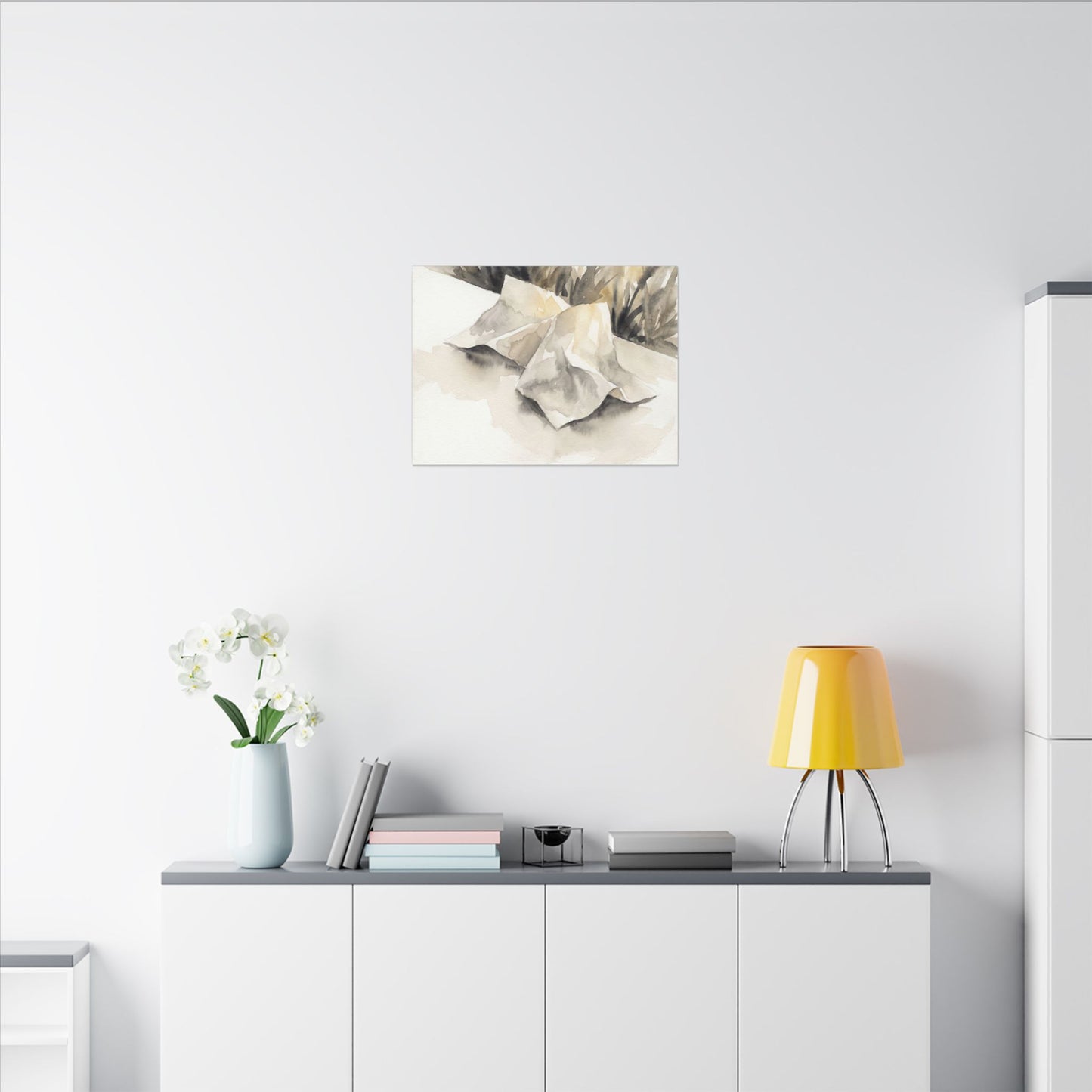 Paper Fold Watercolor Canvas Art | Warm Japandi Art