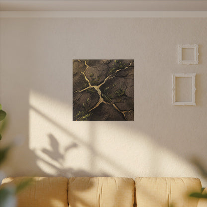 Spring Cracked Earth Charcoal Ink Canvas Art | Luxurious Decor