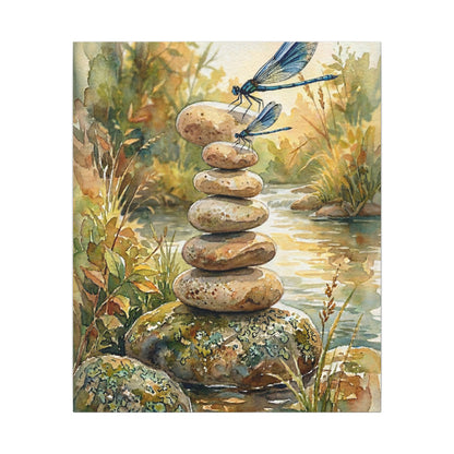 River Stones Summer Canvas Art | Japandi Cozy Design