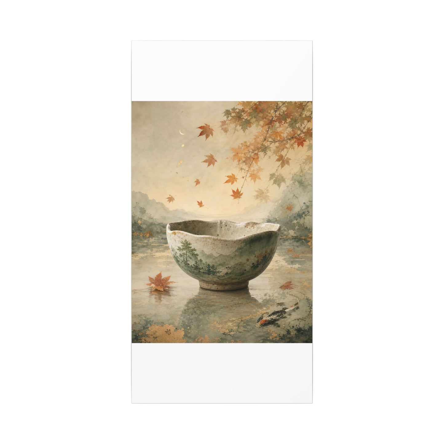 Autumn Ceramic Bowl Watercolor Canvas Art | Cozy Decor