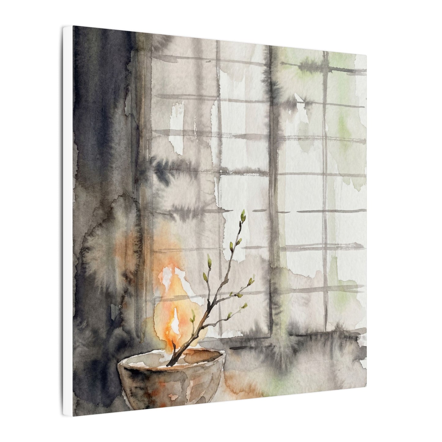 Shoji Screen Canvas Art | Spring Japandi Watercolor Art