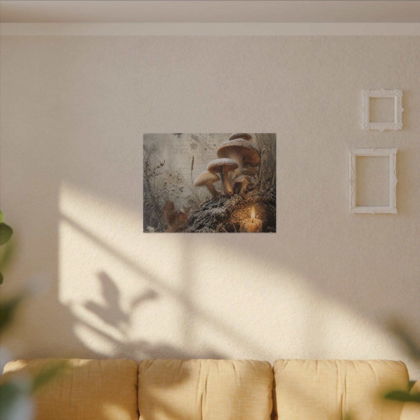 Wild Mushrooms Texture Canvas Art | Elegant Japandi Art