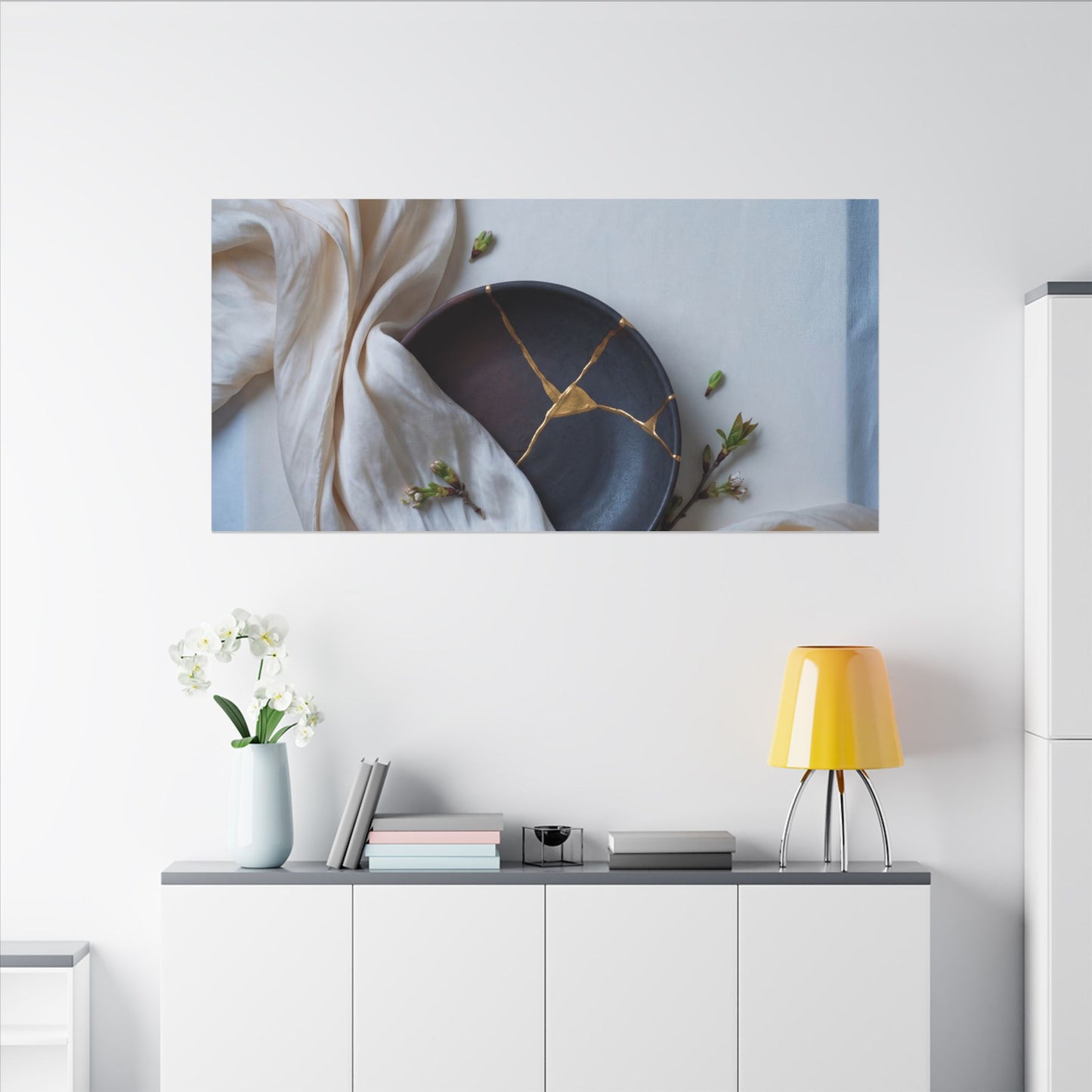 Ma Silk Drape Canvas Art - Kintsugi Gold Repair