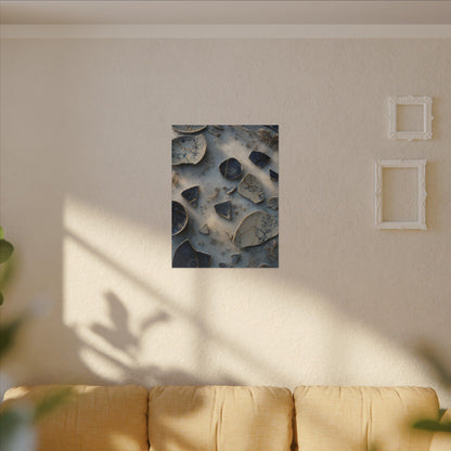 Broken Pottery Canvas Art | Winter Kintsugi Gold Vein Art